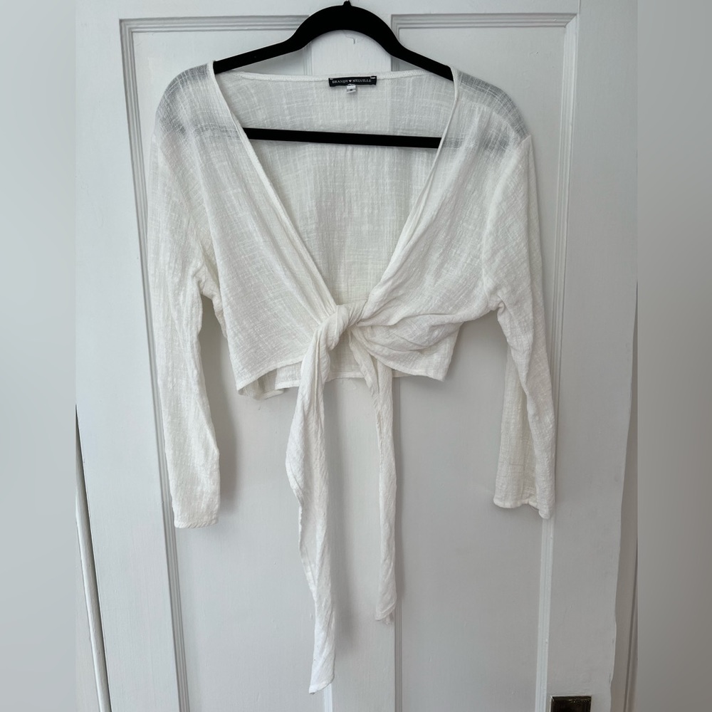 Brandy Melville Tie Front Cropped Shirt